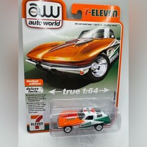 Auto World 7-Eleven Limited Edition 1:64 Orange & Green Corvette